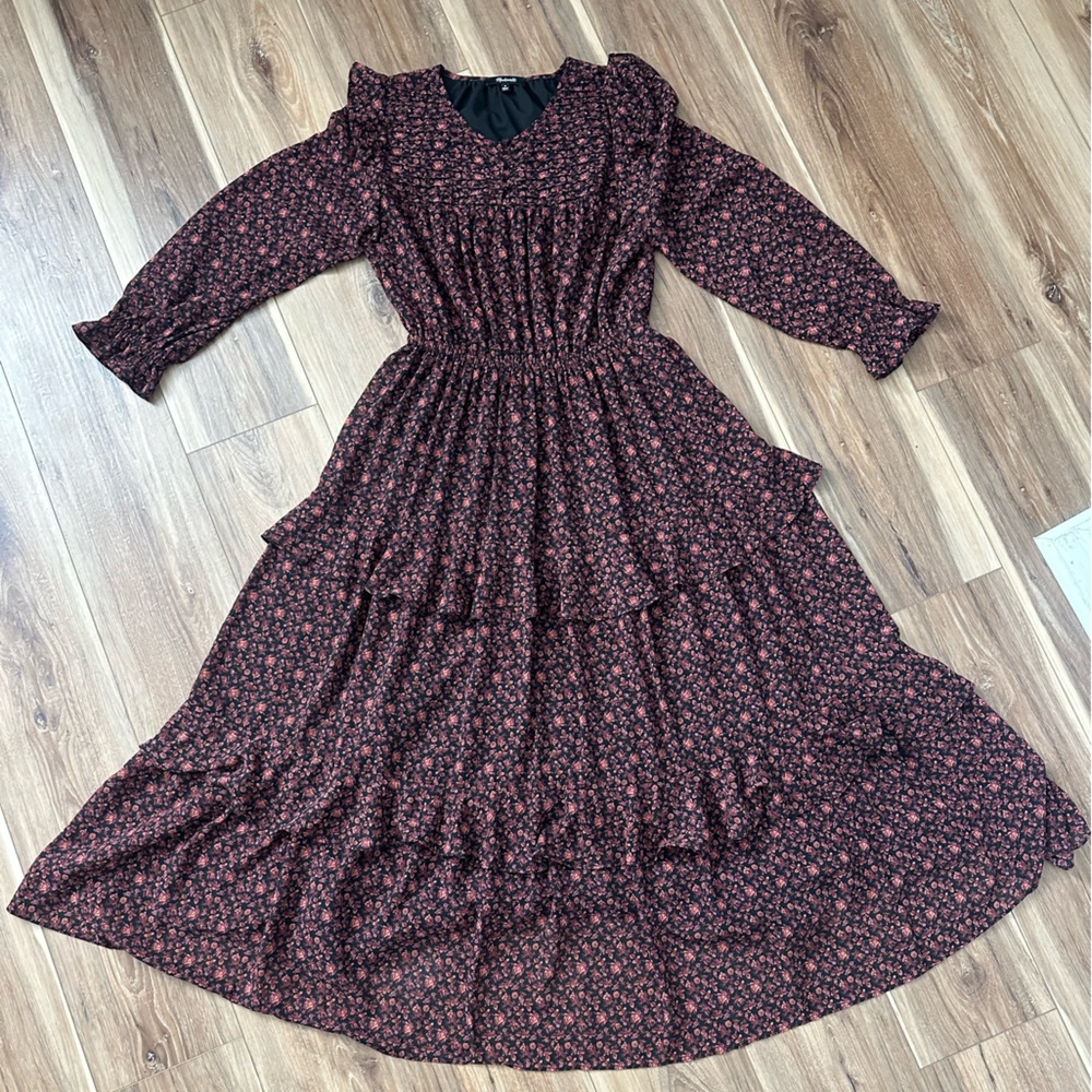 Madewell Georgette Tiered Maxi Dress Ruffle Cottagecore Fairy Boho Medium NWOT
